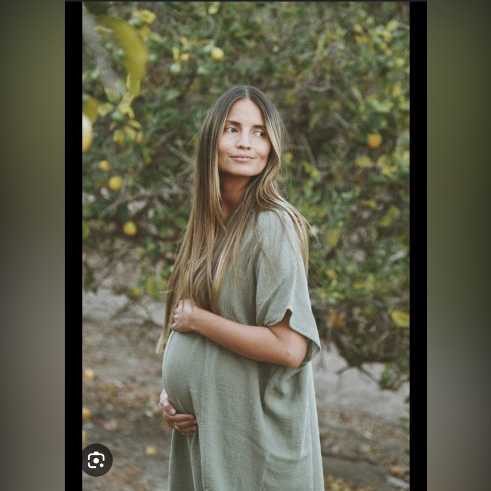 Beachwood Baby Cala Kaftan - Sage Green Linen Dress